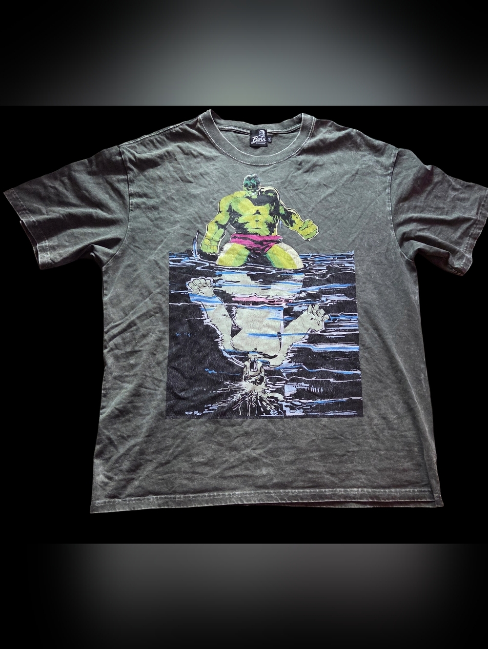 Marvel Olive Graphic Tee with Green and Pink Hulk Print